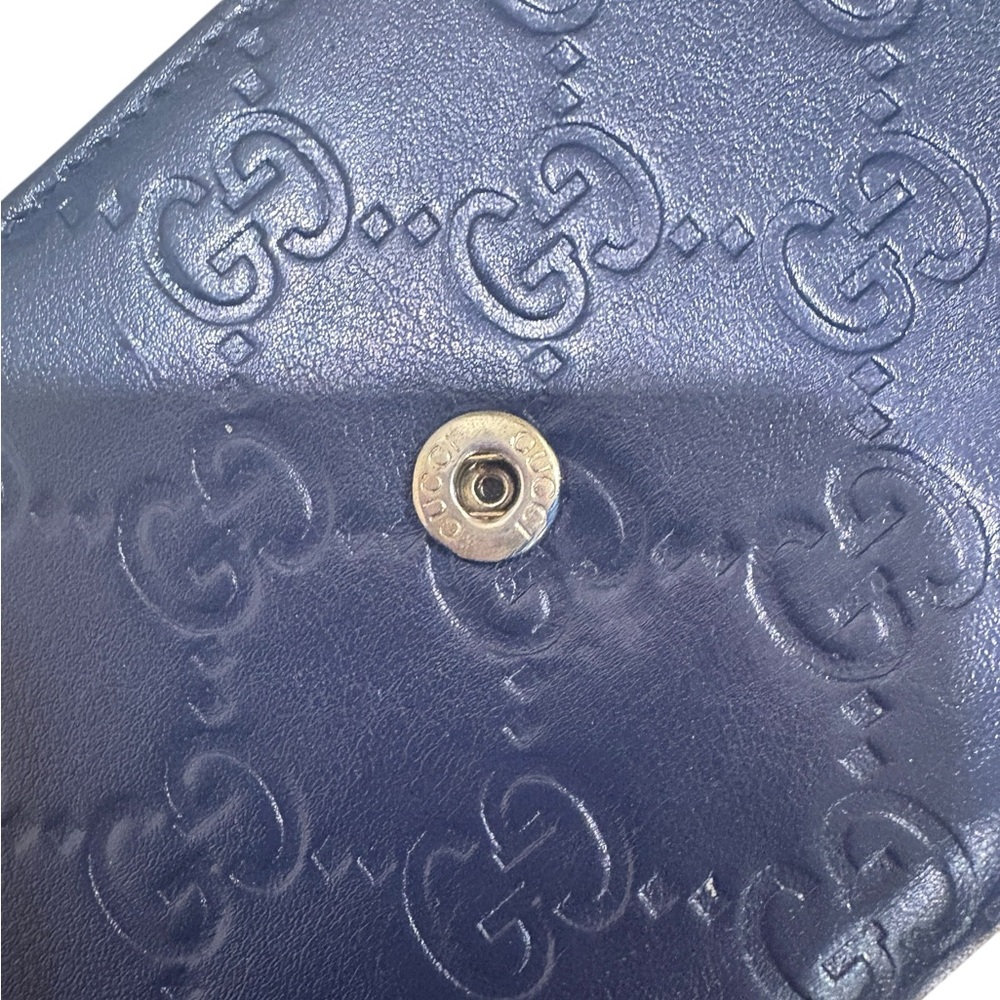 Gucci Guccissima Navy Leather Heart Bit Wallet w/ Gold with Gucci box - Picture 5 of 7